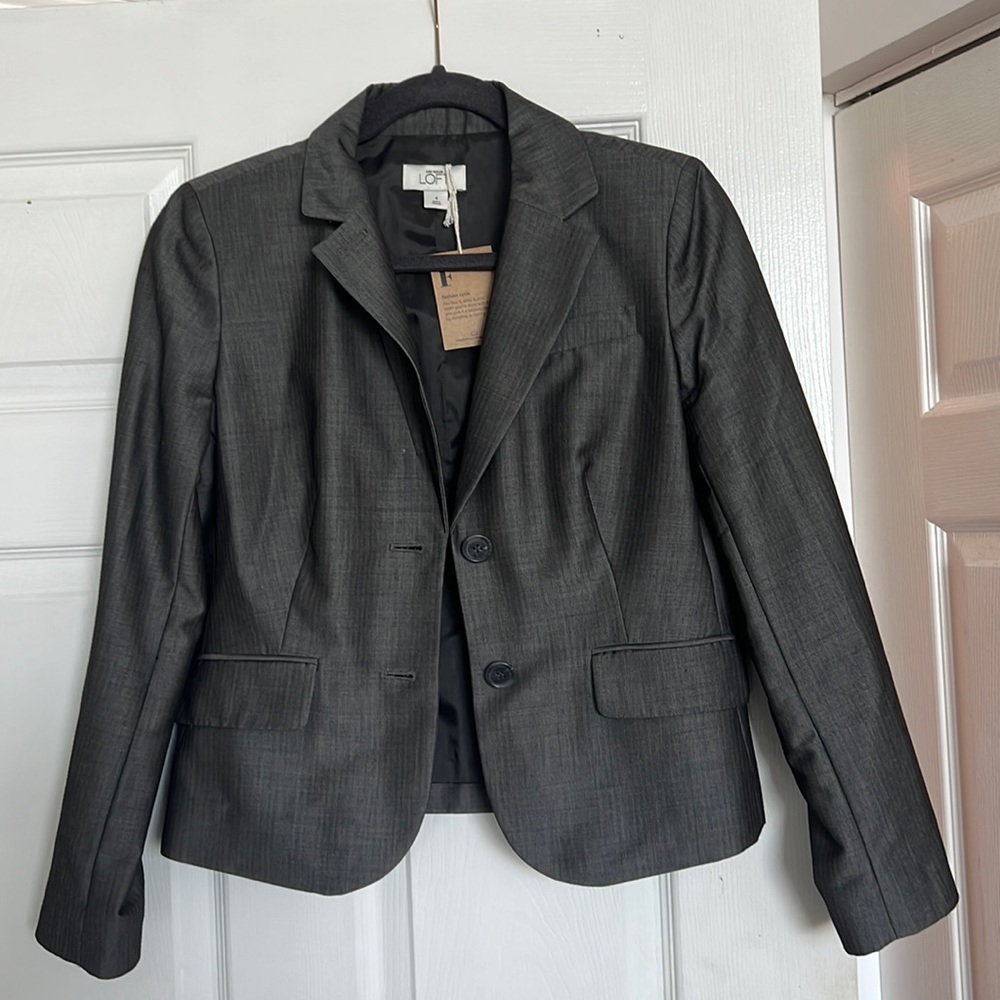 Ann Taylor Loft gray pinstripe blazer